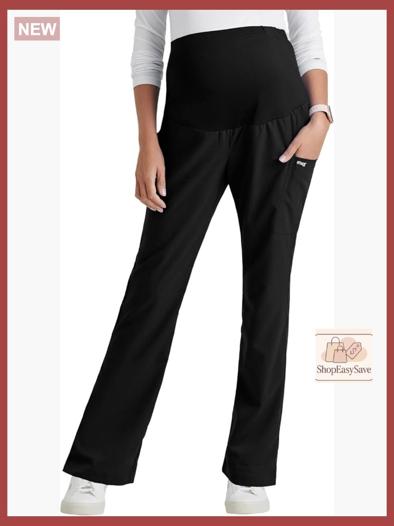 Maternity Scrub Pants High Rise Drawstring Cargo Pockets Stretchable Waistband